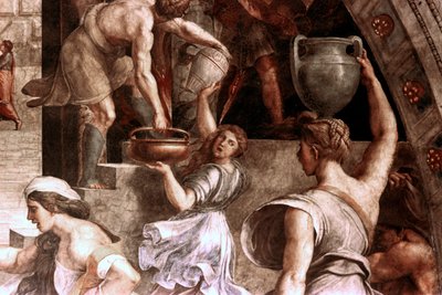 Ogień w detalu Borgo, 1514 autorstwa Raffaello Sanzio Raphael