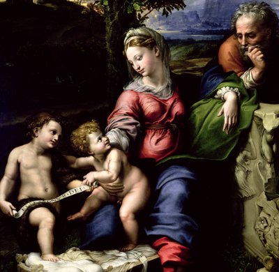 Święta Rodzina na drzewie dębowym, ok. 1518 (detal z 56298) autorstwa Raffaello Sanzio Raphael