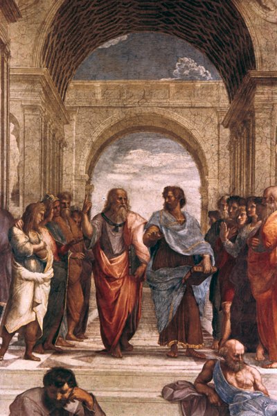 Szkoła Ateńska, fragment Platona i Arystotelesa, 1508-1511 autorstwa Raffaello Sanzio Raphael