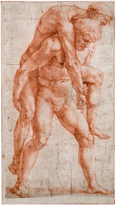 Młody mężczyzna niosący starca na plecach Eneasz i Anchise, ok. 1514 autorstwa Raffaello Sanzio Raphael