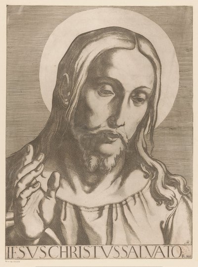 Chrystus Jesus Christ Salvator Mudi (tytuł na obiekcie) Chrystus, Maryja en de twaalf apostelen (tytuł serii) Święte Kolegium Apostolskie (tytuł serii) autorstwa Raffaello Schiaminossi