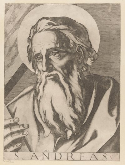 Święty Andrzej Św. Andrzej (tytuł na obiekcie) Chrystus, Maryja en de twaalf apostelen (tytuł serii) Święte Kolegium Apostolskie (tytuł serii) autorstwa Raffaello Schiaminossi