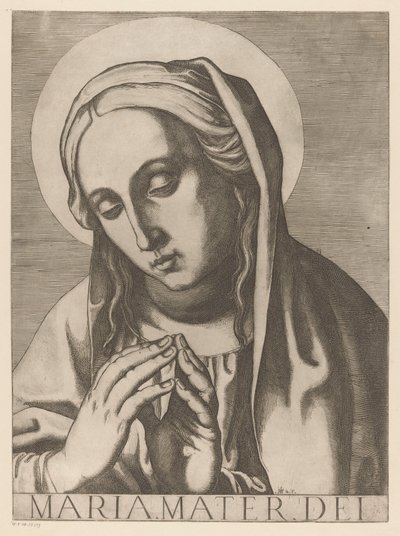 Maria Maria Mater Dei (tytuł na obiekcie) Chrystus, Maryja en de twaalf apostelen (tytuł serii) Święte Kolegium Apostolskie (tytuł serii) autorstwa Raffaello Schiaminossi