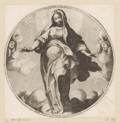 Maryja w chmurach Sancta Maria Mater Dei (tytuł na obiekcie) autorstwa Raffaello Schiaminossi
