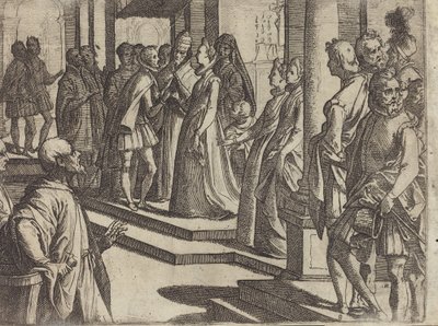 Zaręczyny Małgorzaty Austriackiej z Filipem III, królem Hiszpanii [verso] autorstwa Raffaello Schiaminossi
