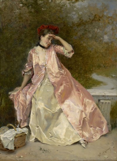 Kobieta z koszem piknikowym, ok. 1890 autorstwa Raimundo de Madrazo y Garreta