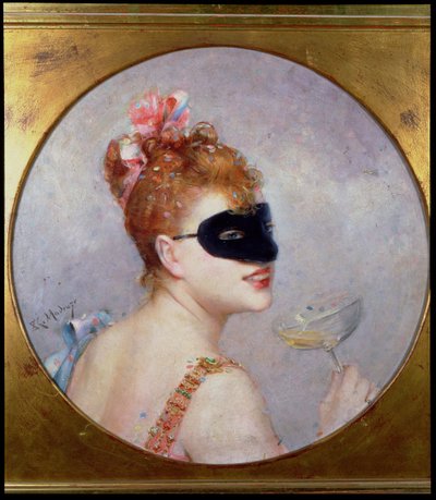 Kobieta w masce (olej na płótnie) autorstwa Raimundo de Madrazo y Garreta