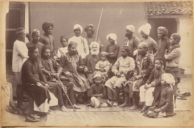 Rodzina Mowhriego Rahmana Alliego Khana, Rewa (awers, na dole) autorstwa Raja Deen Dayal