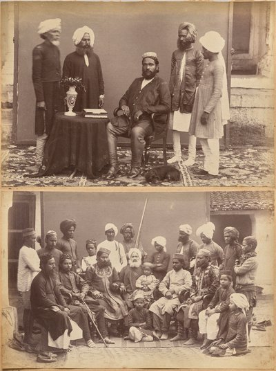 Ramkishore Singh, Rewa (awers, u góry); rodzina Mowhri Rahman Alli Khana, Rewa (awers, u dołu) autorstwa Raja Deen Dayal