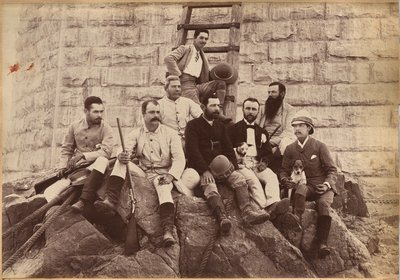 Personel Messrs. Glover & Co., most Sindh (odwrocie) autorstwa Raja Deen Dayal