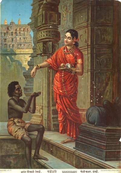 Mandodari na podstawie obrazu Raja Ravi Varmy autorstwa Raja Ravi Varma