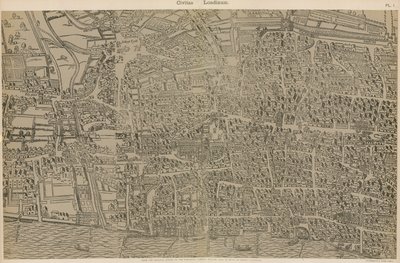 Civitas Londinium, z oryginalnego badania w Guildhall Library, za panowania królowej Elżbiety autorstwa Ralph Agas