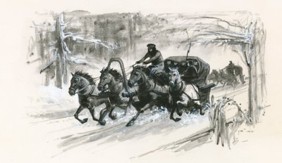 Dostojewski i jego współwięźniowie zostali zapakowani do zamkniętych sań na długą podróż na Syberię autorstwa Ralph Bruce