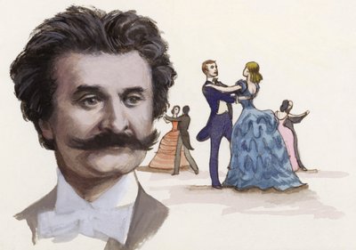 Johann Strauss Młodszy (gwasz na papierze) autorstwa Ralph Bruce