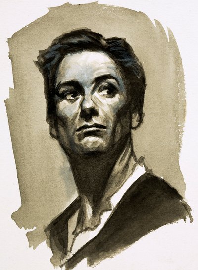 Sir John Gielgud jako Hamlet (gwasz na papierze) autorstwa Ralph Bruce