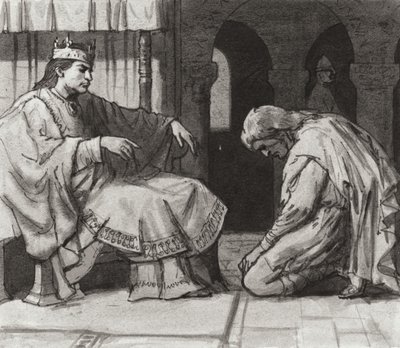 Walteof, hrabia Northumbrii przed królem Wilhelmem I (gwasz na papierze) autorstwa Ralph Bruce