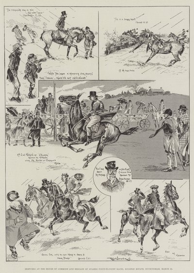 Szkice w Izbie Gmin i Brigade of Guards Races Point-to-Point, Bourton Estate, Buckingham, 26 marca autorstwa Ralph Cleaver
