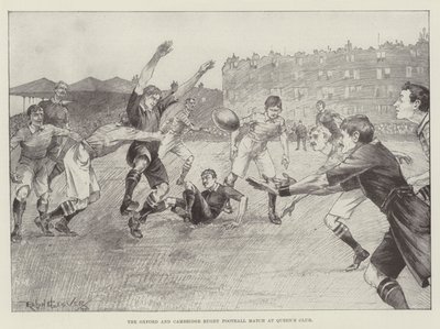 Mecz futbolu Oxford i Cambridge Rugby w Queen