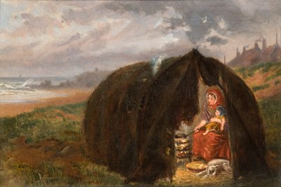 Cyganie obozujący na plaży, niedaleko South Shields, 1876 autorstwa Ralph Hedley
