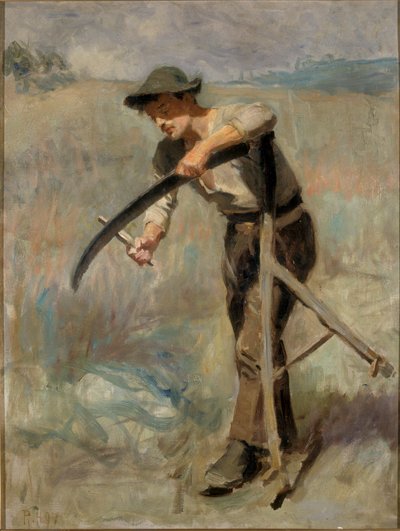 Ostrzenie kosy, 1897 autorstwa Ralph Hedley