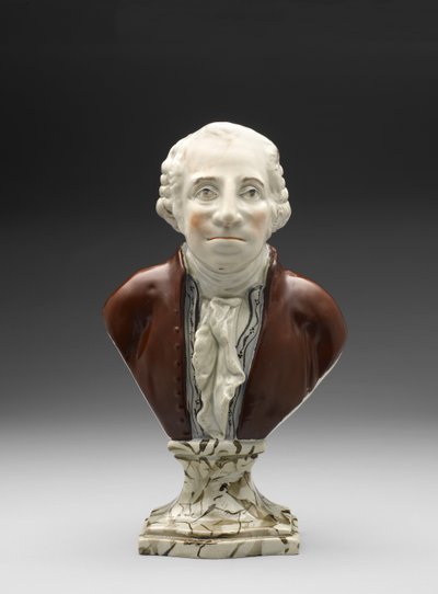 Popiersie Jerzego Waszyngtona, c. 1782-1795 (ceramika szkliwiona ołowiem (perła) z emalią overglazurową) autorstwa Ralph Sr. Wood