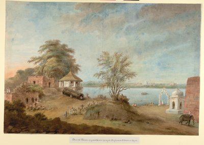 Wielki pistolet Agra leżący obok muru fortu, ok. 1814-15 (akwarela na papierze) autorstwa Ram Sita