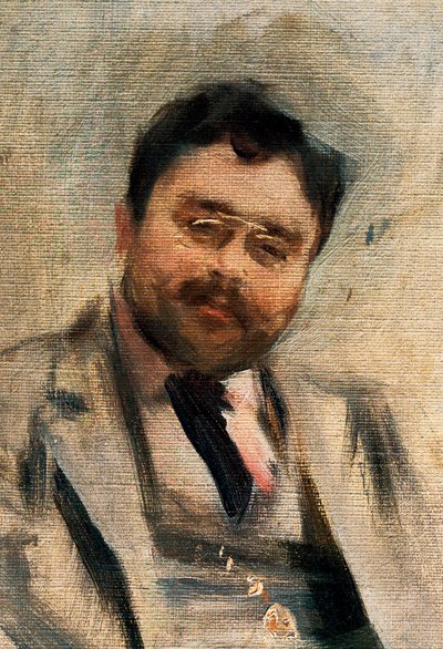 Portret Izaaka Albeniza w wieku 34 lat, detal (olej na płótnie) autorstwa Ramon Casas i Carbo