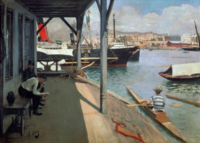 Port w Barcelonie autorstwa Ramon Casas i Carbo