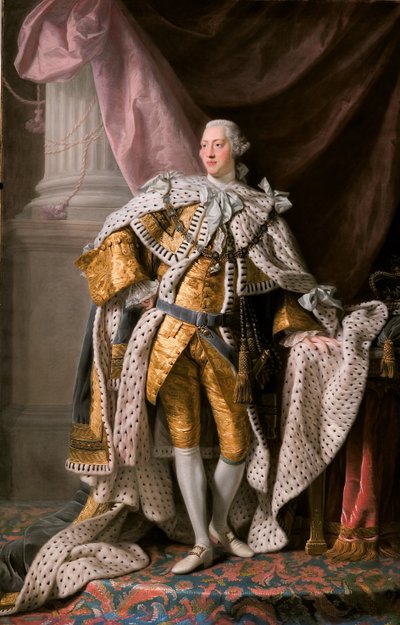 Portret króla Jerzego III Wielkiej Brytanii 1738-1820 w szatach koronacyjnych, ok. 1770 autorstwa Ramsay