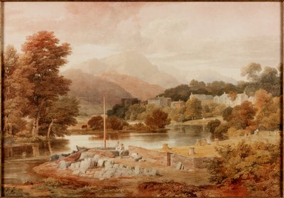 A Slate Wharf, Brathay (ołówek i akwarela na papierze) autorstwa Ramsay Richard Reinagle
