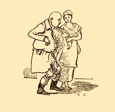 Przybywa John Gilpin, ponownie bez kapelusza i peruki, 1878, c1918. autorstwa Randolph Caldecott