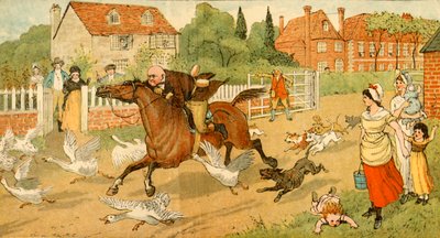 John Gilpin galopuje przez wieś, 1878, c1918. autorstwa Randolph Caldecott