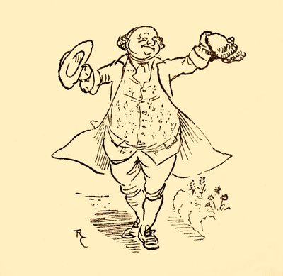 Przyjaciel Johna Gilpinsa pożycza mu perukę i kapelusz, 1878, c1918. autorstwa Randolph Caldecott