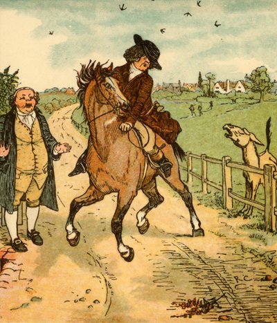Koń Johna Gilpinsa jest zaniepokojony osłem, 1878, c1918. autorstwa Randolph Caldecott