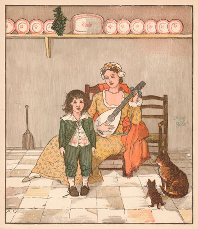 Mistrz Bill Primrose przygotowujący się do zaśpiewania historii, ok. 1879 r. autorstwa Randolph Caldecott