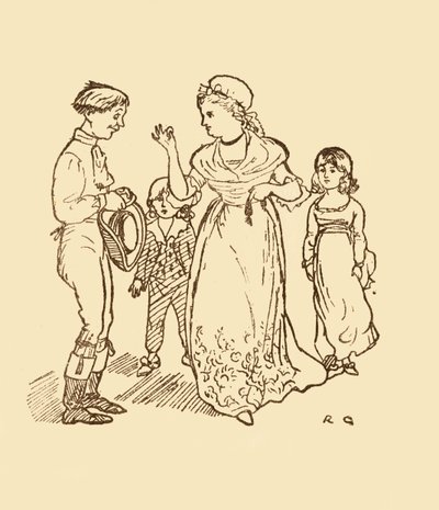 Pani Gilpin płaci listonoszowi za znalezienie męża, 1878, c1918. autorstwa Randolph Caldecott