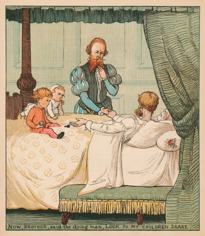 Otóż, bracie, powiedział umierający: „Spójrz na moje dzieci drogie, c1878 r.”. autorstwa Randolph Caldecott