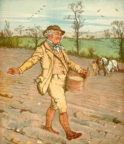 ...Rolnik, który zasiał kukurydzę, ok. 1878 r. autorstwa Randolph Caldecott