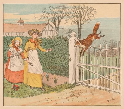 Lis przeskakujący bramę proboszcza, ok. 1883 r. autorstwa Randolph Caldecott