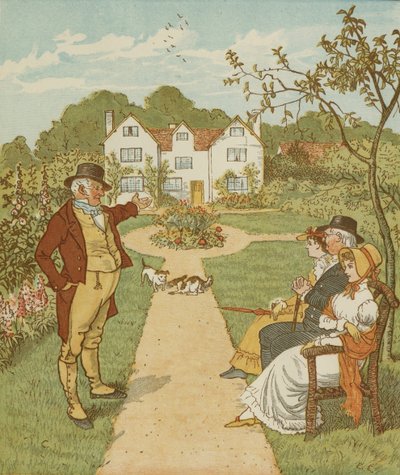 Dom, który zbudował Jack, akumulacyjna rymowanka. Ilustracja autorstwa Randolpha Caldecotta. autorstwa Randolph Caldecott