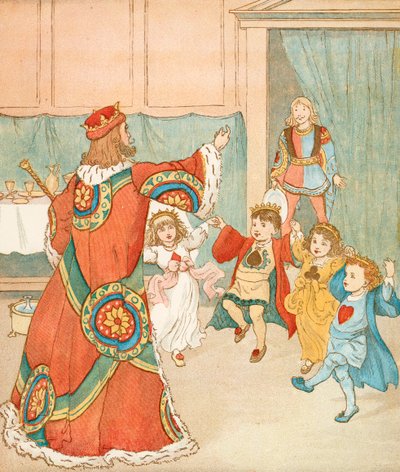 The King of Hearts Called for Those Tarts (kolorowa litografia) autorstwa Randolph Caldecott
