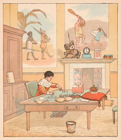 Król był w swoim kantorze, przeliczając pieniądze, 1880. autorstwa Randolph Caldecott