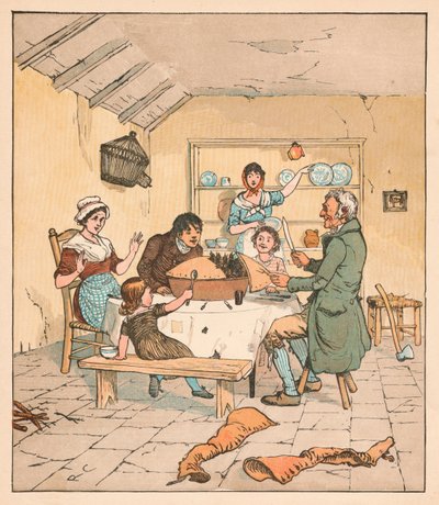 Kiedy ciasto zostało otwarte, Ptaki zaczęły śpiewać, 1880. autorstwa Randolph Caldecott