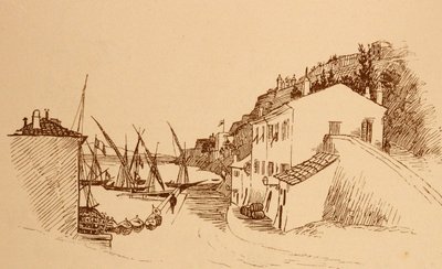 lokalna francuska wioska rybacka na południu Francji c1884 autorstwa Randolph Caldecott