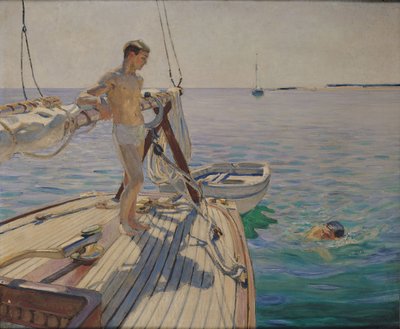 Kąpiel z łodzi (olej na płótnie) autorstwa Raoul Du Gardier
