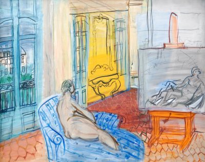 Model w studiu na placu Arago w Perpignan autorstwa Raoul Dufy