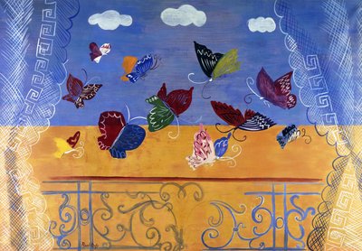 Otwarte okno z motylami autorstwa Raoul Dufy