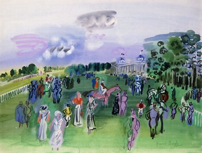 Tor wyścigowy w Chantilly (gwasz i akwarela) autorstwa Raoul Dufy