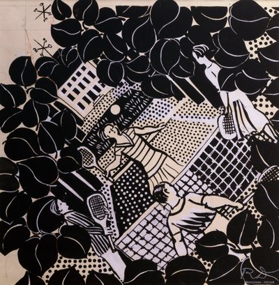 Tenis (pióro i tusz oraz gwasz na papierze) autorstwa Raoul Dufy