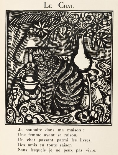 Kot, ilustracja z "Bestiarium lub procesji Orfeusza autorstwa Raoul Dufy